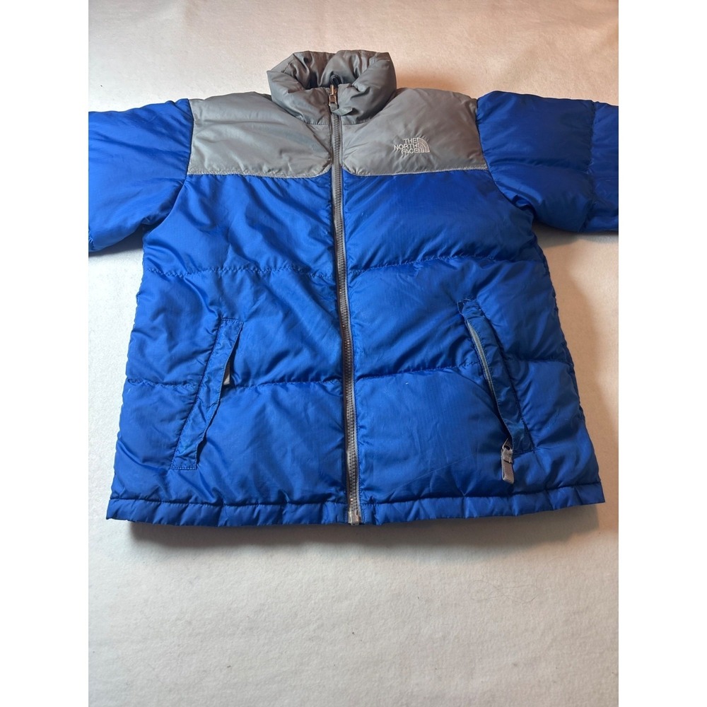 The North Face Puffer Jacket Blue Gray Kids Youth Size L Insulated Winter Coat